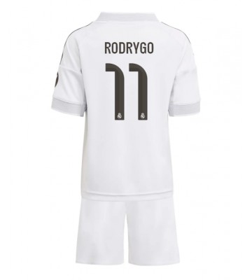 Real Madrid Rodrygo Goes #11 Replik Heimtrikot Kinder 2025-26 Kurzarm (+ Kurze Hosen)